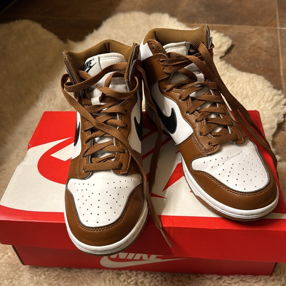 Nike Brown and White High-Top Sneakers size 7.5